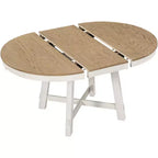 5 Piece Farmhouse Dining Table Set, Wood Round Extendable Dining Table and 4 Upholstered Chairs