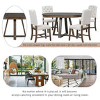 5 Pieces Extendable Dining Set for 4, Round Table with Leaf and 4 Upholstered Chairs