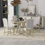 5 Pieces Extendable Dining Set for 4, Round Table with Leaf and 4 Upholstered Chairs