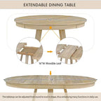 5 Pieces Extendable Dining Set for 4, Round Table with Leaf and 4 Upholstered Chairs