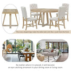 5 Pieces Extendable Dining Set for 4, Round Table with Leaf and 4 Upholstered Chairs