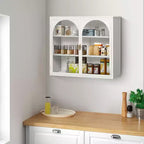 27.56 Double Glass Door Wall Cabinet, Kitchen Display Cabinet, Modern Minimalist Style, Three-Tier Storage, Iron & Tempered Glass, Easy Assembly