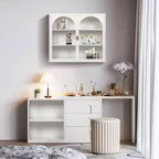 27.56 Double Glass Door Wall Cabinet, Kitchen Display Cabinet, Modern Minimalist Style, Three-Tier Storage, Iron & Tempered Glass, Easy Assembly