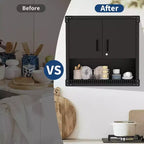 Garage Storage Wall Cabinet with Lock, Heavy-Duty Steel Wall-Mounted Cabinet with Adjustable Shelves, Floating Tool Organizer