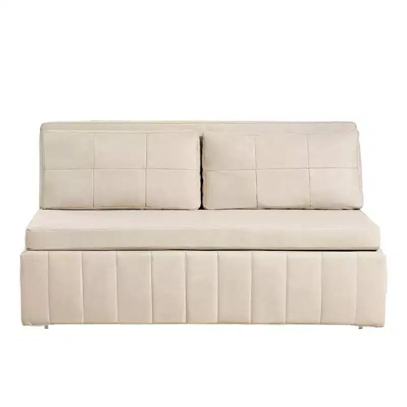 Mjkone W62inch Pull Out Sofa Bed, 3-in-1 Modern Pull Out Leathaire Fabric Sleeper Sofa Couch,Chaise Lounge