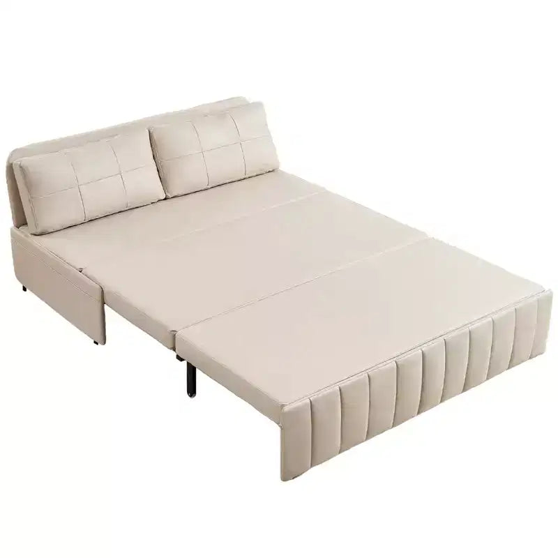 Mjkone W62inch Pull Out Sofa Bed, 3-in-1 Modern Pull Out Leathaire Fabric Sleeper Sofa Couch,Chaise Lounge
