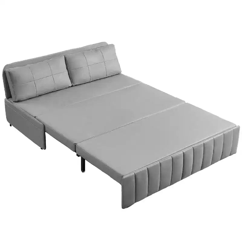 Mjkone W62inch Pull Out Sofa Bed, 3-in-1 Modern Pull Out Leathaire Fabric Sleeper Sofa Couch,Chaise Lounge