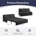 Mjkone W62inch Pull Out Sofa Bed, 3-in-1 Modern Pull Out Leathaire Fabric Sleeper Sofa Couch,Chaise Lounge