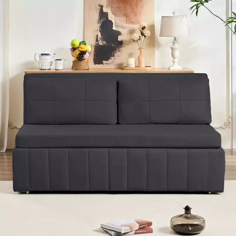 Mjkone W62inch Pull Out Sofa Bed, 3-in-1 Modern Pull Out Leathaire Fabric Sleeper Sofa Couch,Chaise Lounge