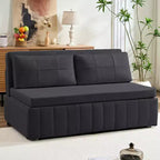 Mjkone W62inch Pull Out Sofa Bed, 3-in-1 Modern Pull Out Leathaire Fabric Sleeper Sofa Couch,Chaise Lounge
