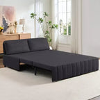 Mjkone W62inch Pull Out Sofa Bed, 3-in-1 Modern Pull Out Leathaire Fabric Sleeper Sofa Couch,Chaise Lounge