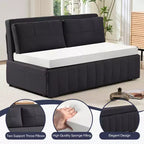 Mjkone W62inch Pull Out Sofa Bed, 3-in-1 Modern Pull Out Leathaire Fabric Sleeper Sofa Couch,Chaise Lounge