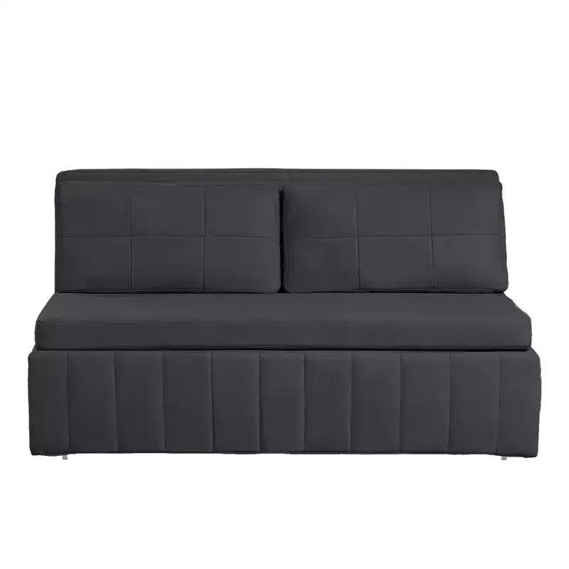 Mjkone W62inch Pull Out Sofa Bed, 3-in-1 Modern Pull Out Leathaire Fabric Sleeper Sofa Couch,Chaise Lounge