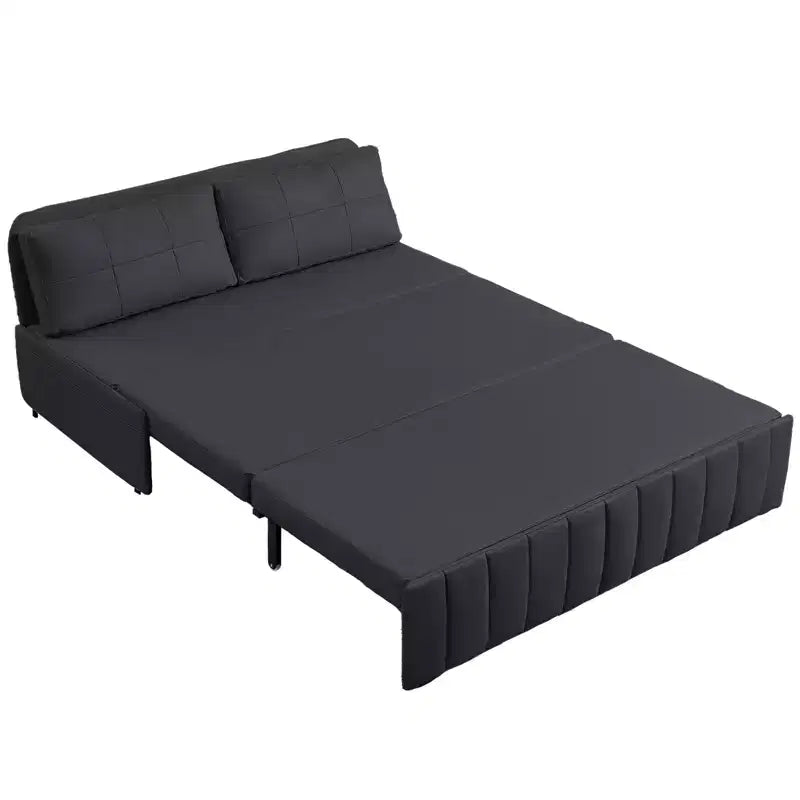 Mjkone W62inch Pull Out Sofa Bed, 3-in-1 Modern Pull Out Leathaire Fabric Sleeper Sofa Couch,Chaise Lounge