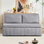 Mjkone W62inch Pull Out Sofa Bed, 3-in-1 Modern Pull Out Leathaire Fabric Sleeper Sofa Couch,Chaise Lounge