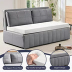 Mjkone W62inch Pull Out Sofa Bed, 3-in-1 Modern Pull Out Leathaire Fabric Sleeper Sofa Couch,Chaise Lounge
