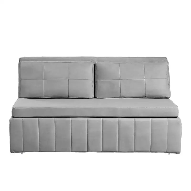 Mjkone W62inch Pull Out Sofa Bed, 3-in-1 Modern Pull Out Leathaire Fabric Sleeper Sofa Couch,Chaise Lounge