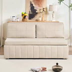 Mjkone W62inch Pull Out Sofa Bed, 3-in-1 Modern Pull Out Leathaire Fabric Sleeper Sofa Couch,Chaise Lounge