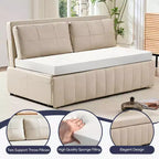 Mjkone W62inch Pull Out Sofa Bed, 3-in-1 Modern Pull Out Leathaire Fabric Sleeper Sofa Couch,Chaise Lounge
