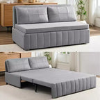 Mjkone W62inch Pull Out Sofa Bed, 3-in-1 Modern Pull Out Leathaire Fabric Sleeper Sofa Couch,Chaise Lounge
