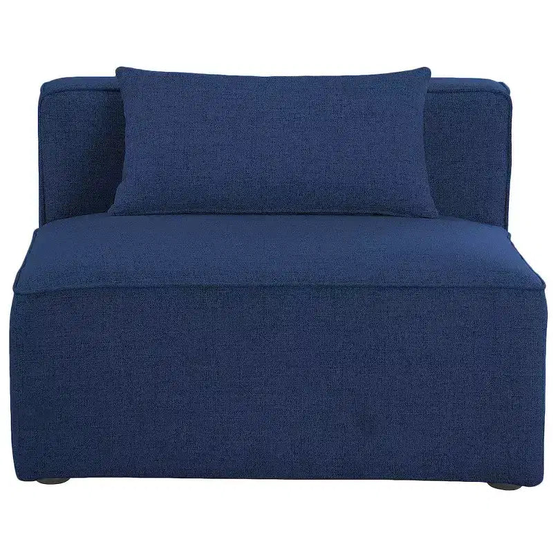 Meridian Furniture,Cube Navy Durable Linen Textured Armless Chair