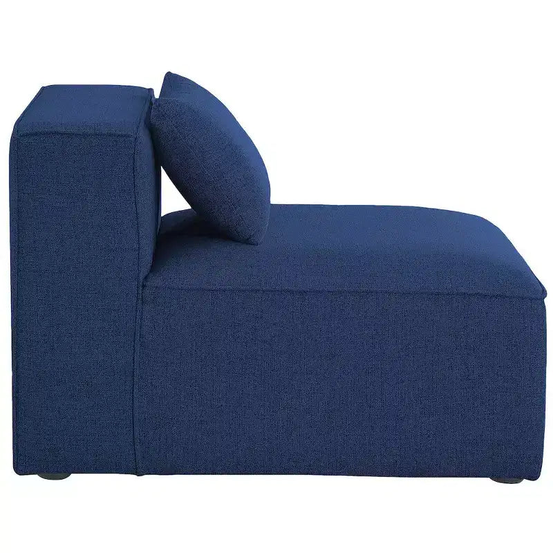 Meridian Furniture,Cube Navy Durable Linen Textured Armless Chair