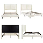GDFStudio Winfred Boucle Upholstered Wood Bed with 55 Wingback Headboard