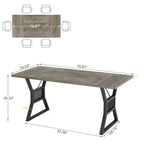 TROPOW 70.8 Inch Dining Table 4-6 Person, Kitchen Table with Heavy Duty Metal Legs, Farmhouse Wooden Dining Room Table, Living Room.Gray+ Black