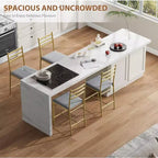 Modern Bar Stools with Backrest, Counter Height Bar Chairs with Footrest, Upholstered Metal Barstools for Kitchen Island, Dining Room