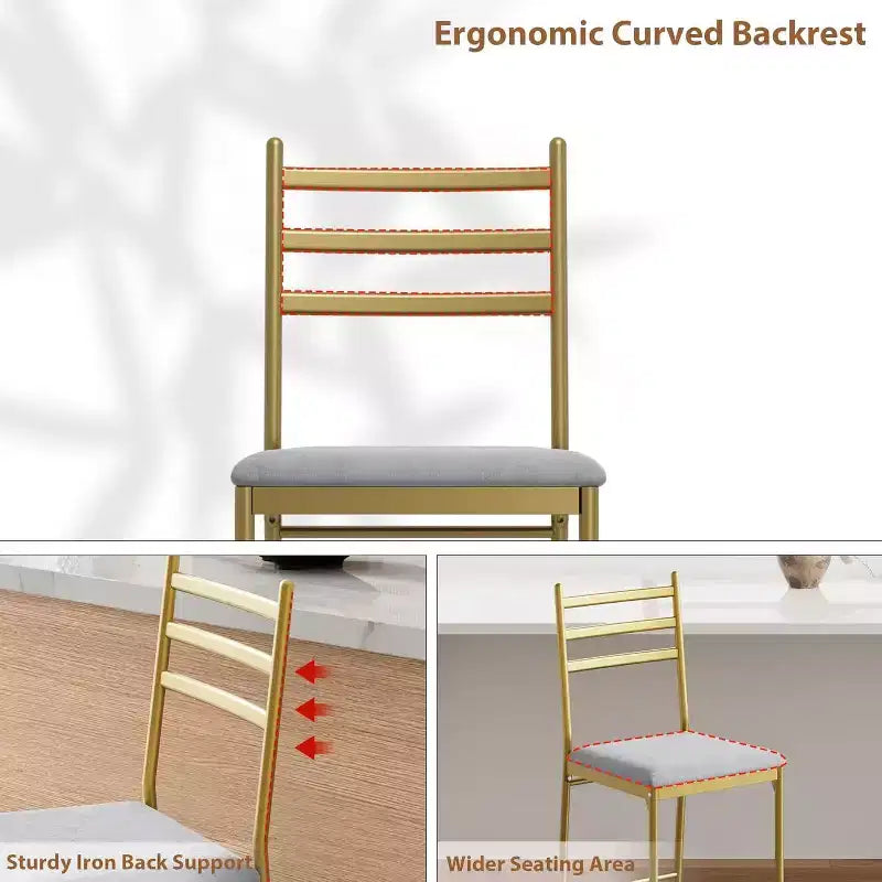 Modern Bar Stools with Backrest, Counter Height Bar Chairs with Footrest, Upholstered Metal Barstools for Kitchen Island, Dining Room