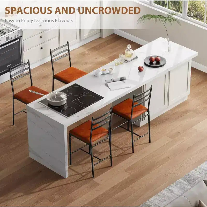 Modern Bar Stools with Backrest, Counter Height Bar Chairs with Footrest, Upholstered Metal Barstools for Kitchen Island, Dining Room