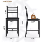 Modern Bar Stools with Backrest, Counter Height Bar Chairs with Footrest, Upholstered Metal Barstools for Kitchen Island, Dining Room