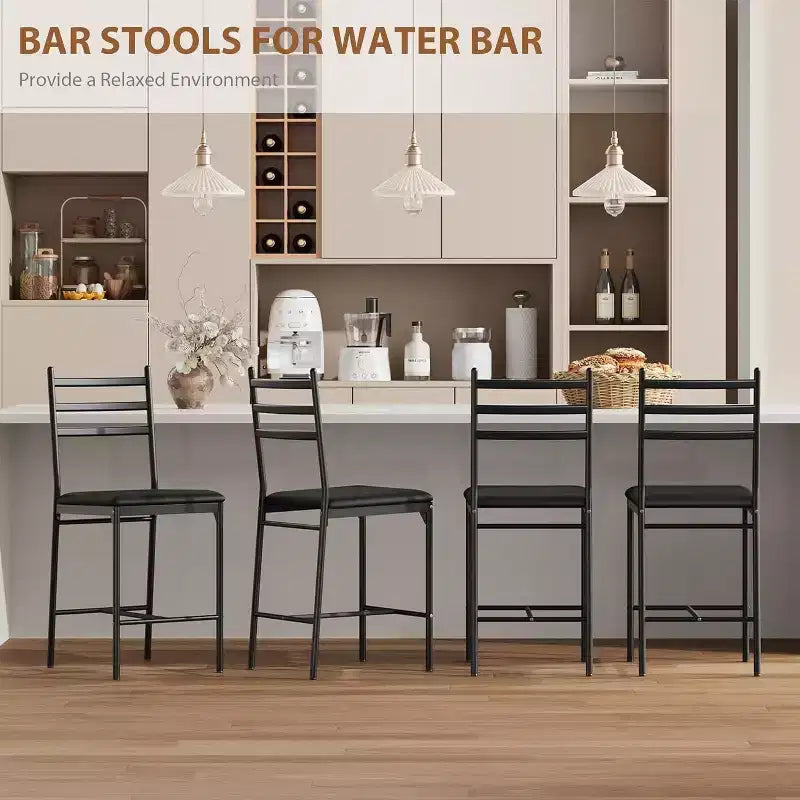 Modern Bar Stools with Backrest, Counter Height Bar Chairs with Footrest, Upholstered Metal Barstools for Kitchen Island, Dining Room