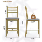 Modern Bar Stools with Backrest, Counter Height Bar Chairs with Footrest, Upholstered Metal Barstools for Kitchen Island, Dining Room