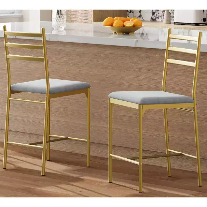 Modern Bar Stools with Backrest, Counter Height Bar Chairs with Footrest, Upholstered Metal Barstools for Kitchen Island, Dining Room