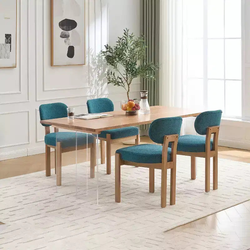 PexFix Wooden Dining Chairs Set of 2 Modern Fabric Upholstered Dining Room Chair Kitchen Chairs Farmhouse Dinner Chair for Kitchen Dining Room Teal