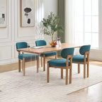 PexFix Wooden Dining Chairs Set of 2 Modern Fabric Upholstered Dining Room Chair Kitchen Chairs Farmhouse Dinner Chair for Kitchen Dining Room Teal