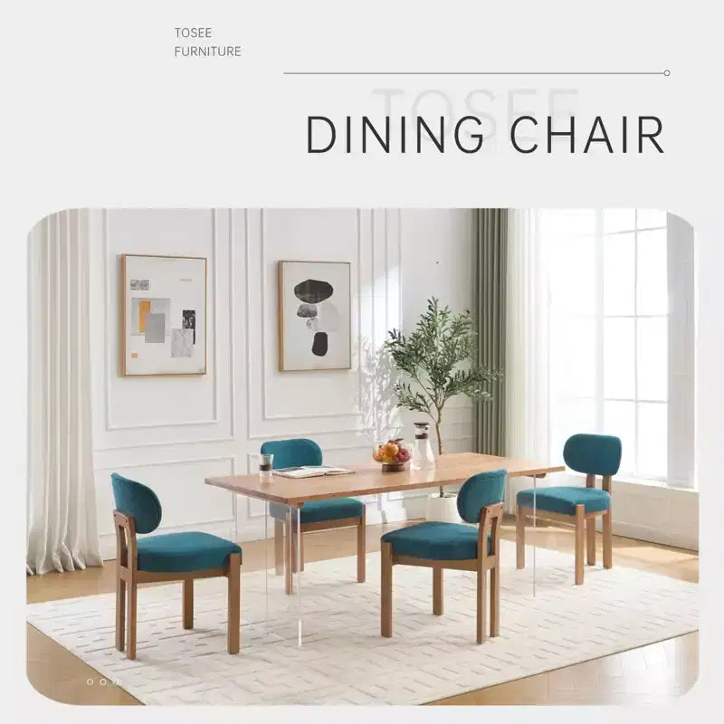 PexFix Wooden Dining Chairs Set of 2 Modern Fabric Upholstered Dining Room Chair Kitchen Chairs Farmhouse Dinner Chair for Kitchen Dining Room Teal