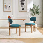 PexFix Wooden Dining Chairs Set of 2 Modern Fabric Upholstered Dining Room Chair Kitchen Chairs Farmhouse Dinner Chair for Kitchen Dining Room Teal