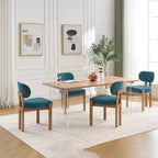 PexFix Wooden Dining Chairs Set of 2 Modern Fabric Upholstered Dining Room Chair Kitchen Chairs Farmhouse Dinner Chair for Kitchen Dining Room Teal