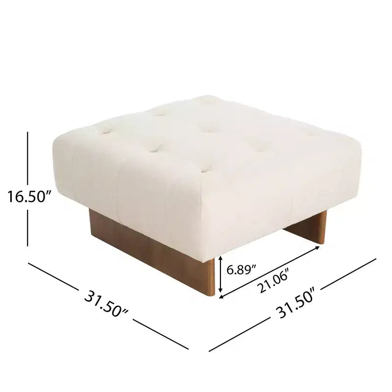 Christopher Knight Home Joren Modern Rubberwood Linen Upholstered Tufted Square Ottoman