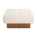 Christopher Knight Home Joren Modern Rubberwood Linen Upholstered Tufted Square Ottoman