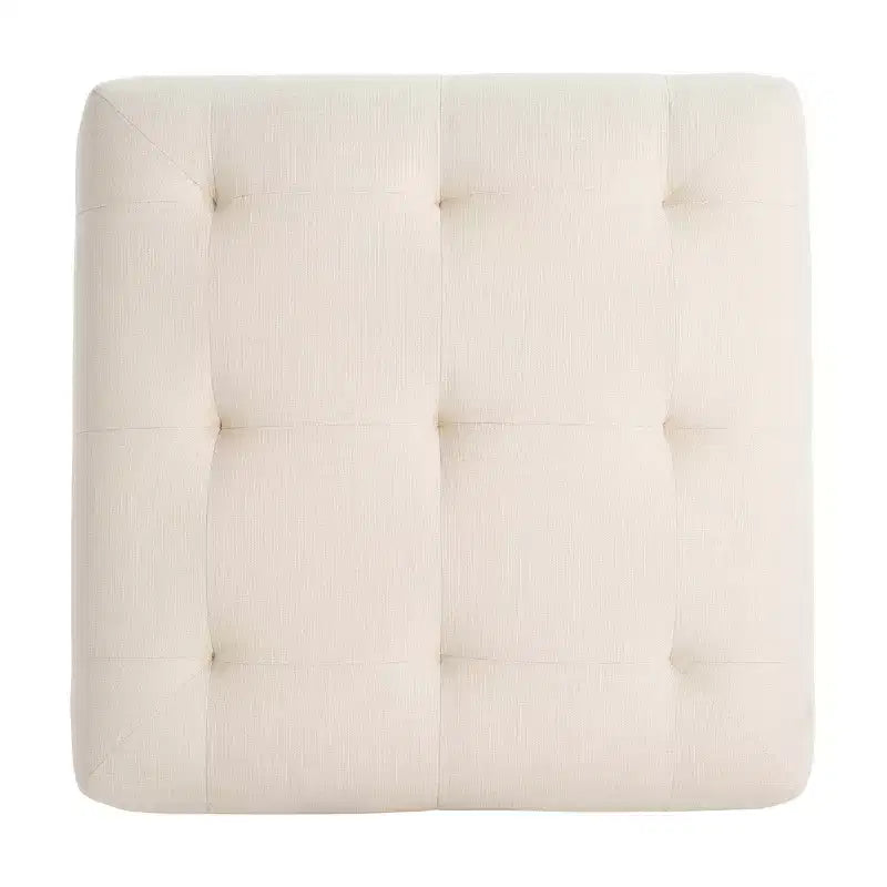 Christopher Knight Home Joren Modern Rubberwood Linen Upholstered Tufted Square Ottoman