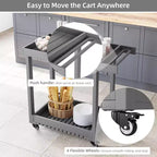 Utility Service Cart with Wheels and Lipped Shelves, 2-Shelf Outdoor Prep Cart for Home, Office, Patio Grilling, Backyard BBQ, 500lbs Capacity