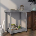 Utility Service Cart with Wheels and Lipped Shelves, 2-Shelf Outdoor Prep Cart for Home, Office, Patio Grilling, Backyard BBQ, 500lbs Capacity