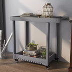 Utility Service Cart with Wheels and Lipped Shelves, 2-Shelf Outdoor Prep Cart for Home, Office, Patio Grilling, Backyard BBQ, 500lbs Capacity