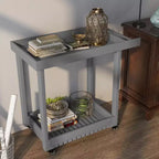 Utility Service Cart with Wheels and Lipped Shelves, 2-Shelf Outdoor Prep Cart for Home, Office, Patio Grilling, Backyard BBQ, 500lbs Capacity