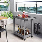 Utility Service Cart with Wheels and Lipped Shelves, 2-Shelf Outdoor Prep Cart for Home, Office, Patio Grilling, Backyard BBQ, 500lbs Capacity
