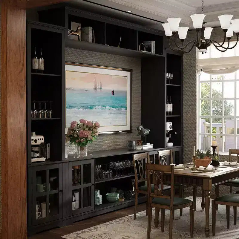 Famapy Entryway Mudroom Cabinet,Farmhouse Hallway Storage Wall Unit,Display Cabinet,Adjustable Shelves,Kitchen Pantry Organizer for Wine&Spices