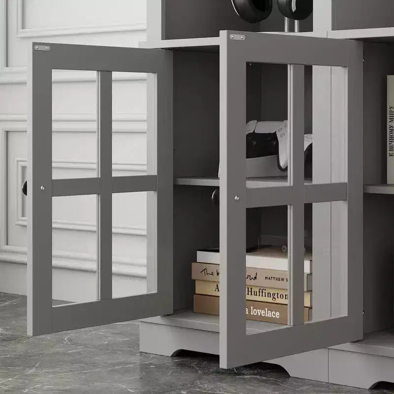 Famapy Entryway Mudroom Cabinet,Farmhouse Hallway Storage Wall Unit,Display Cabinet,Adjustable Shelves,Kitchen Pantry Organizer for Wine&Spices